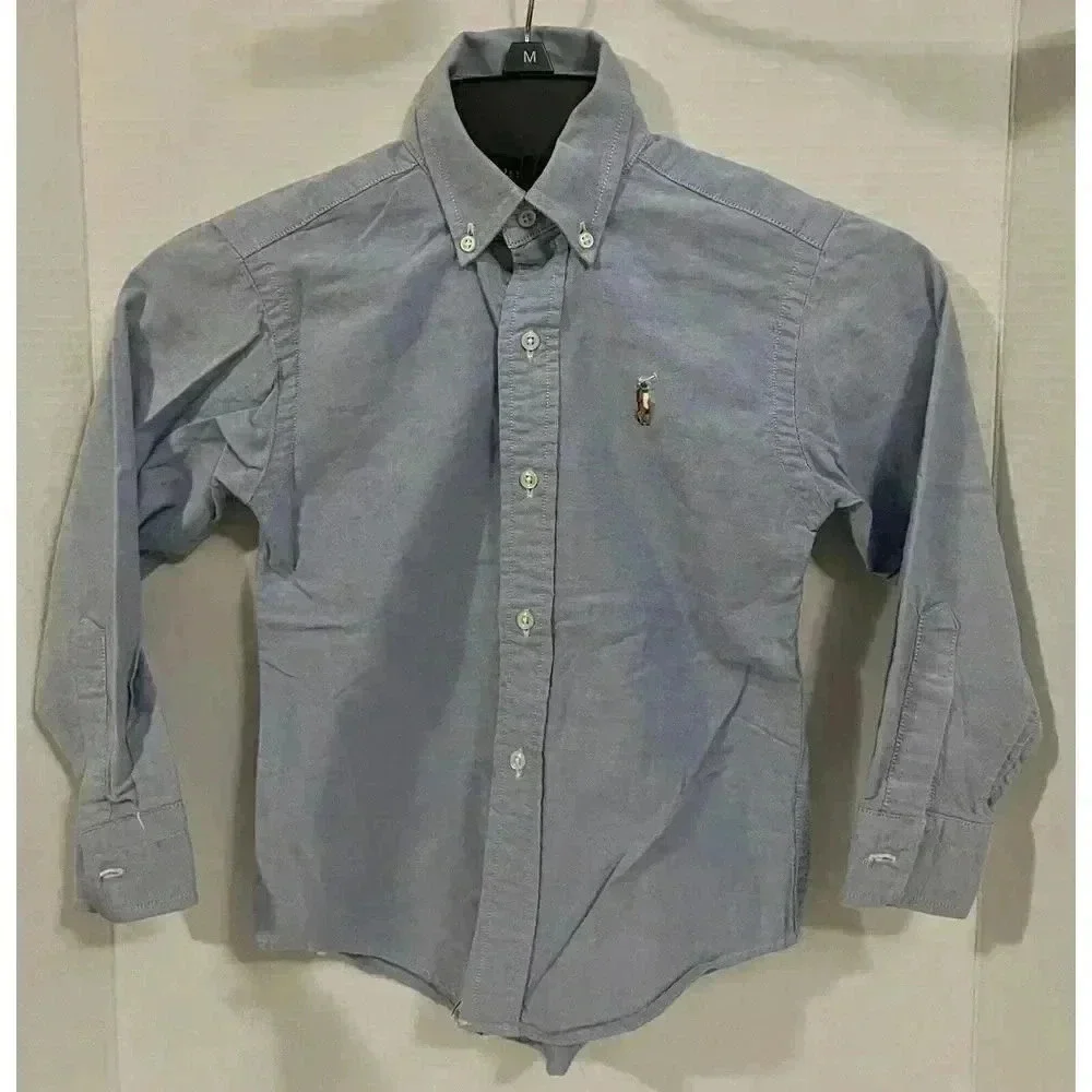 Polo Ralph Lauren Shirt Boys 6 Blue Long Sleeve Oxford Button Down‎ Vintage